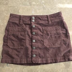 Free People Brown Courderoy Button Up Mini Skirt Sz 27